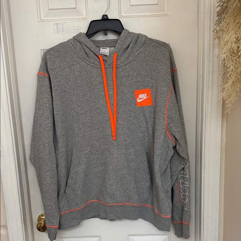 Nike Men's Gray Sweater with Orange Details XXL